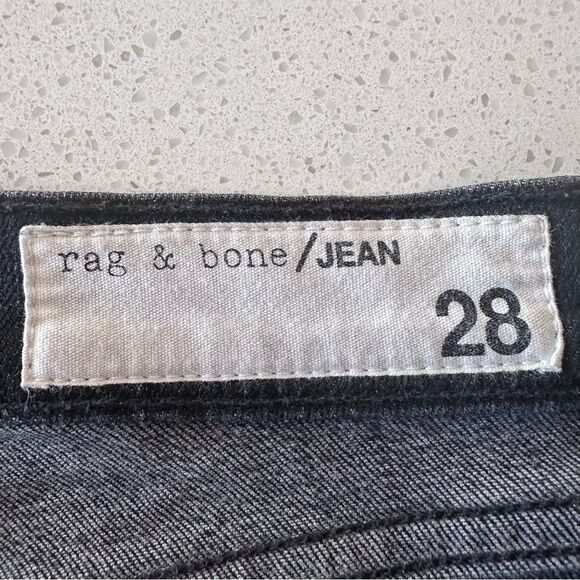 Rag and Bone Hana Mini Flare Cropped Frayed Hem Jeans Black Croyden in Size 28 - Picture 6 of 7